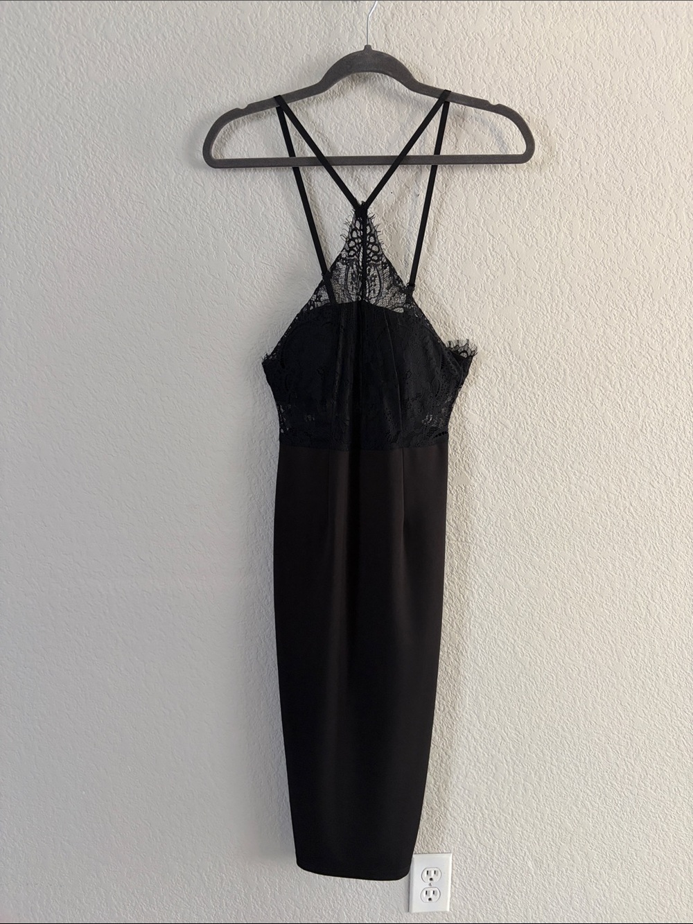 Black Lace Corset Midi Dress Strappy Back